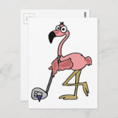 Funny Pink Flamingo Golfing Art Briefkaart (Voorkant / Achterkant)