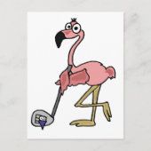 Funny Pink Flamingo Golfing Art Briefkaart (Voorkant)