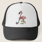 Funny Pink Flamingo Golfing Art Trucker Pet (Voorkant)