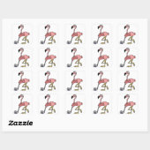 Funny Pink Flamingo Golfing Art Vierkante Sticker (Vel)