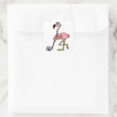 Funny Pink Flamingo Golfing Art Vierkante Sticker (Tas)