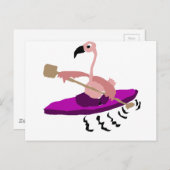 Funny Pink Flamingo Kayaking Briefkaart (Voorkant / Achterkant)
