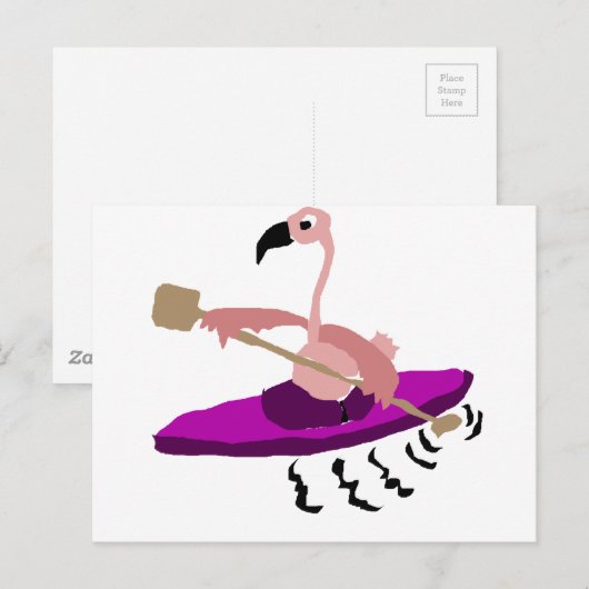 Funny Pink Flamingo Kayaking Briefkaart (Voorkant / Achterkant)