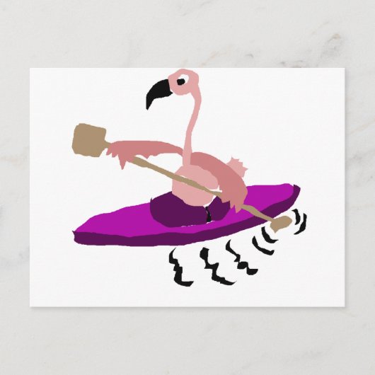 Funny Pink Flamingo Kayaking Briefkaart (Voorkant)