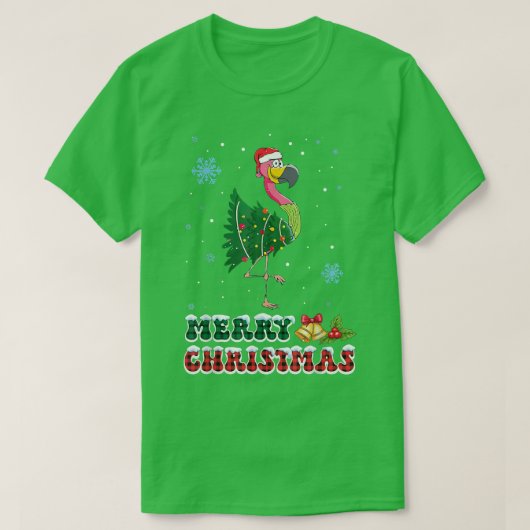 Funny Pink Flamingo Kerstmis Light Chri T-shirt (Design voorkant)