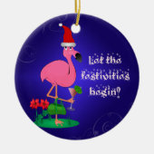 Funny Pink Flamingo kerstversiering Keramisch Ornament (Voorkant)
