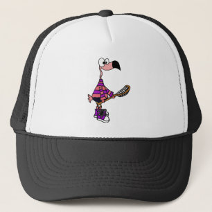 Funny Pink Flamingo Lacrosse Art Trucker Pet