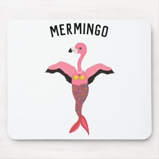 Funny Pink Flamingo Mermaid Magical Bird Muismat (Voorkant)