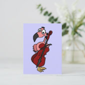 Funny Pink Flamingo Palling Cello Briefkaart (Staand voorkant)