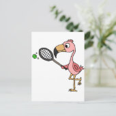 Funny Pink Flamingo Palling Tennis Briefkaart (Staand voorkant)