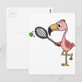 Funny Pink Flamingo Palling Tennis Briefkaart (Voorkant / Achterkant)