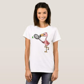 Funny Pink Flamingo Palling Tennis T-shirt (Voorkant volledig)