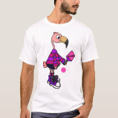 Funny Pink Flamingo Plays Pickleball Cartoon T-shirt (Voorkant)