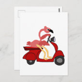 Funny Pink Flamingo Riding Motor Scooter Briefkaart (Voorkant / Achterkant)
