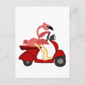 Funny Pink Flamingo Riding Motor Scooter Briefkaart (Voorkant)