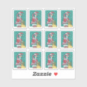 FUNNY PINK FLAMINGO SANTA CLAUS CHRISTMAS STICKER (Vel)