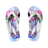 Funny Pink Flamingo Skier Kind Teenslippers (Voetbed)
