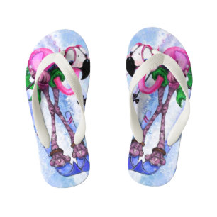Funny Pink Flamingo Skier Kind Teenslippers