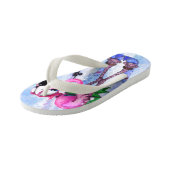 Funny Pink Flamingo Skier Kind Teenslippers (Schuin)