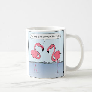 Funny Pink Flamingos Cartoon   Humoureuze nieuwhei Koffiemok