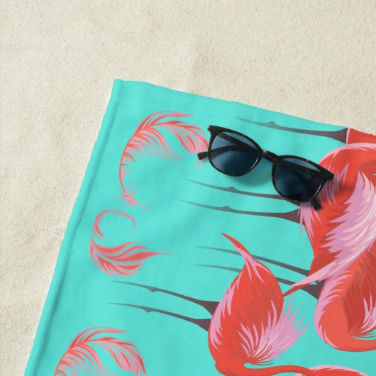 Funny Pink Flamingos Vloeit naar het strand Strandlaken (In situ)