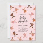 Funny Pink Girl Shower of Babies Invitation Kaart (Voorkant)