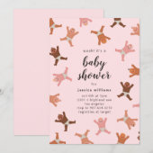 Funny Pink Girl Shower of Babies Invitation Kaart (Voorkant / Achterkant)