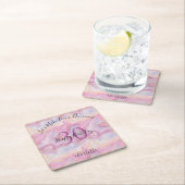 Funny Pink Glitter Marble Agate 30th Birthday Kartonnen Onderzetters (Insitu)