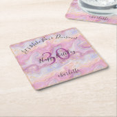 Funny Pink Glitter Marble Agate 30th Birthday Kartonnen Onderzetters (Schuin)
