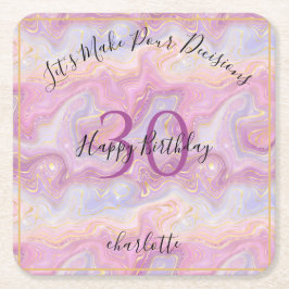 Funny Pink Glitter Marble Agate 30th Birthday Kartonnen Onderzetters