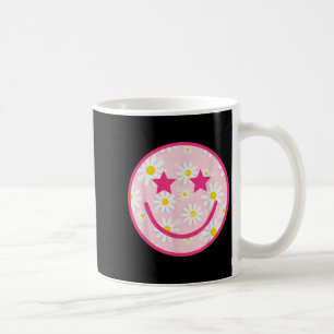 Funny Pink Happy Face Daisy Flower Smile Face Tren Koffiemok