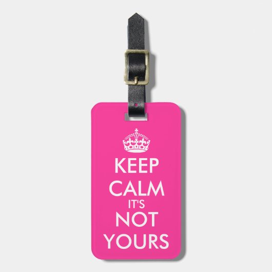 Funny Pink Keep Calm reisend bagagelabel voor vrou (Voorkant verticaal)