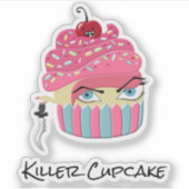 Funny Pink Killer Cupcake Kawaii Food Humor Sticker (Voorkant)