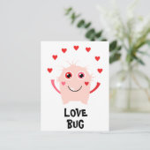Funny Pink Love Bug Hearts Valentijnsdag Briefkaart (Staand voorkant)