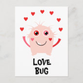 Funny Pink Love Bug Hearts Valentijnsdag Briefkaart (Voorkant)
