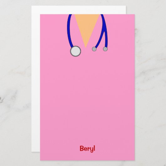 Funny Pink Medical Scrubs Whimsical Personalized Briefpapier (Voorkant / Achterkant)