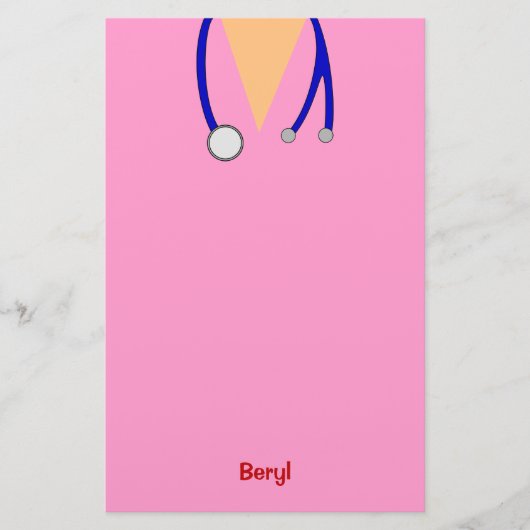 Funny Pink Medical Scrubs Whimsical Personalized Briefpapier (Voorkant)