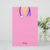 Funny Pink Medical Scrubs Whimsical Personalized Briefpapier (Staand voorkant)