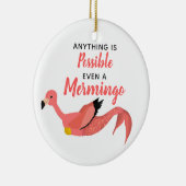 Funny Pink Mermaid Flamingo Inspirerend Quote Keramisch Ornament (Rechts)