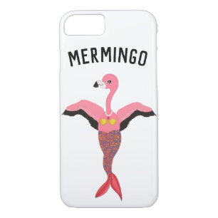 Funny Pink Mermingo Flamingo Mermaid Creature iPhone 8/7 Hoesje