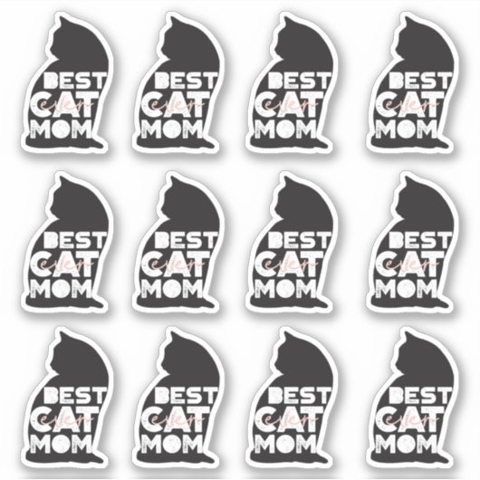 Funny Pink Moederdag Best Cat Ma Sticker (Voorkant)