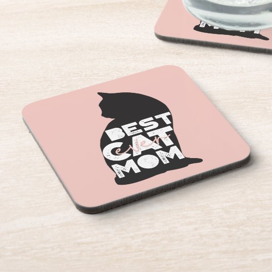 Funny Pink Moederdag Best Cat Mam Ever Bier Onderzetter (Linkerzijde)