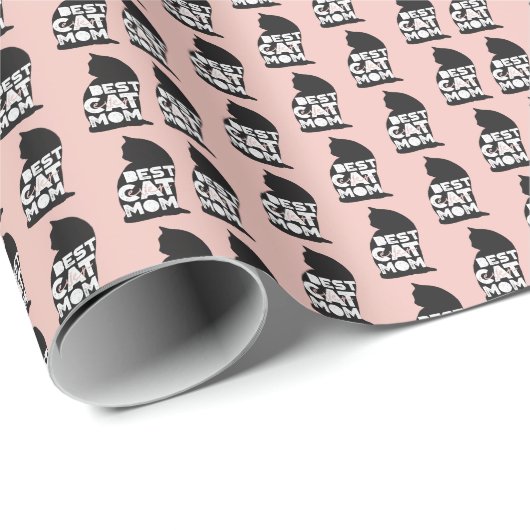 Funny Pink Moederdag Best Cat Mam Ever Cadeaupapier (Rol Hoek)