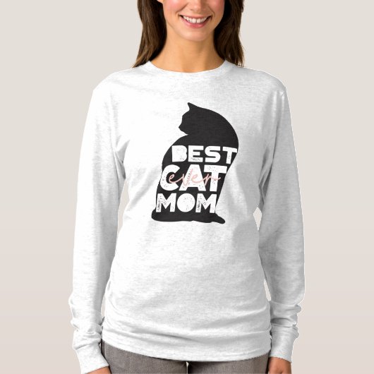 Funny Pink Moederdag Best Cat Mam Ever T-shirt (Voorkant)