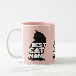 Funny Pink Moederdag Best Cat Mam Ever Tweekleurige Koffiemok