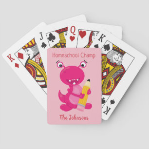 Funny Pink Monster Homeschool Champ Pokerkaarten