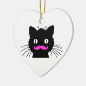 FUNNY PINK MUSTACHE BLACK CAT KERAMISCH ORNAMENT (Links)
