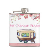 Funny Pink My Caravan Camping Holiday Vinyl Flask Heupfles (Voorkant)