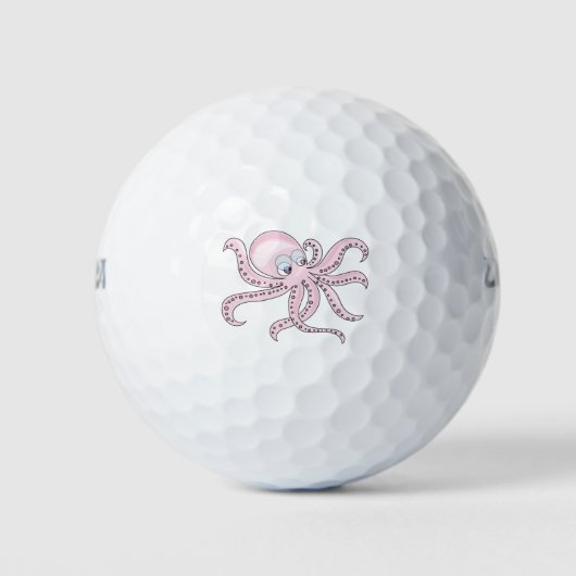 Funny Pink Octopus Golfballen (Voorkant)