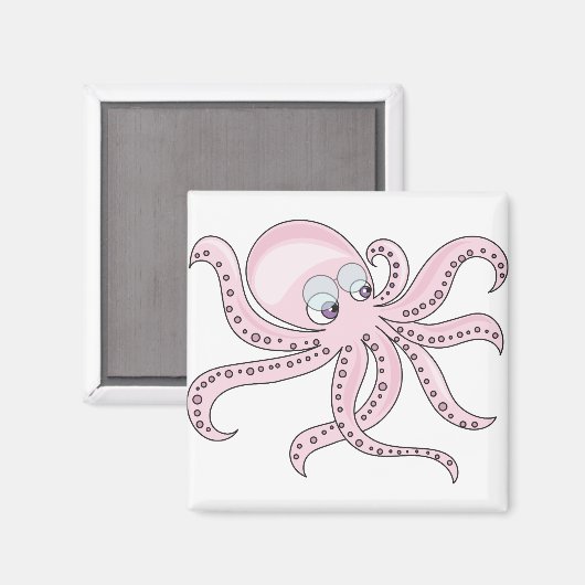 Funny Pink Octopus Magneet (Voorkant / Achterkant)